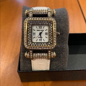 Heidi Daus Gold and White Crystal-Embellished Watch